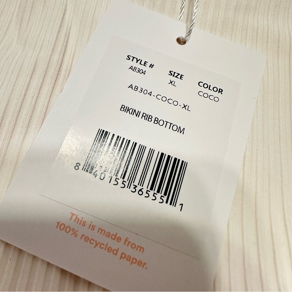 NWT Andie Swim Ribbed Off White Bikini Bottom Size‎ XL - Picture 3 of 5